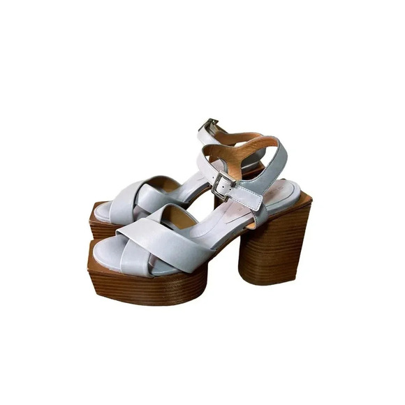 Robert Clergerie Gray Vaina Leather Platform Sandal Size 37 - Picture 5 of 10